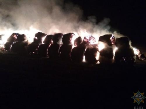 Скирда соломы сгорела в Толочинском районе. Фото МЧС