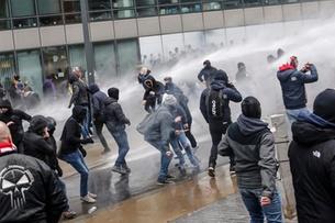 protest and water cannon