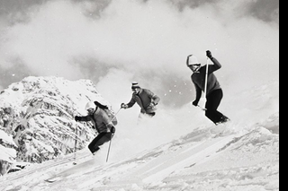 Skiing in deep snow